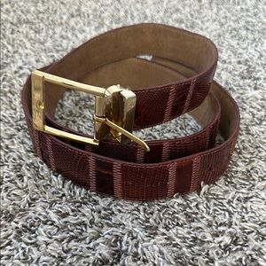 Brown Leather Belt with Gold Buckle